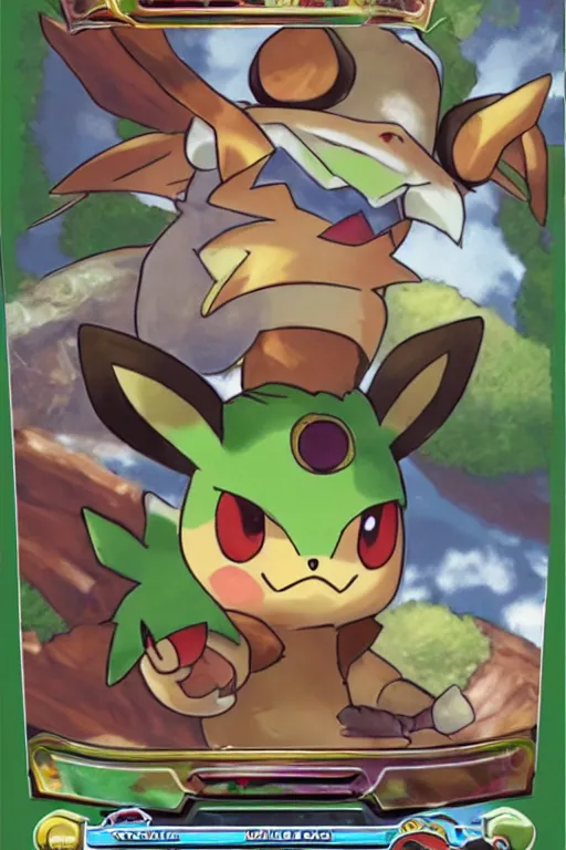 Image similar to a pokemon trading card of teemo, highly detailed pokemon trading card screenshot