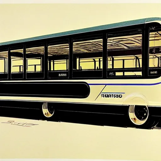 Image similar to concept art for compact bus, painted by syd mead, high quality