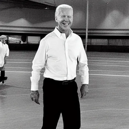 Prompt: Holy shit Joe Biden skating? no way lol, instagram post