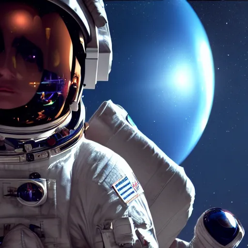 Prompt: astronaut in cyberspace, 8 k, unreal engine, trending on artstation