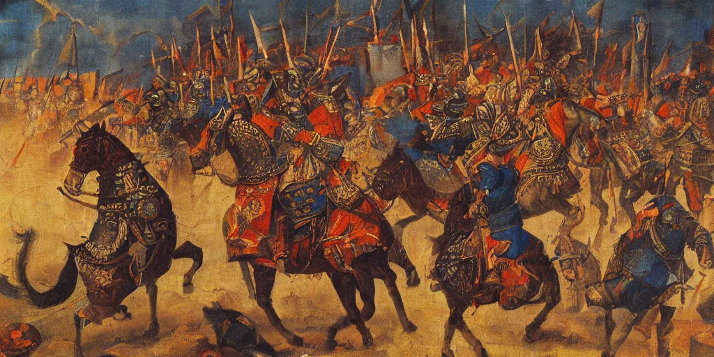 Prompt: timur siege of samarkand, oil painting