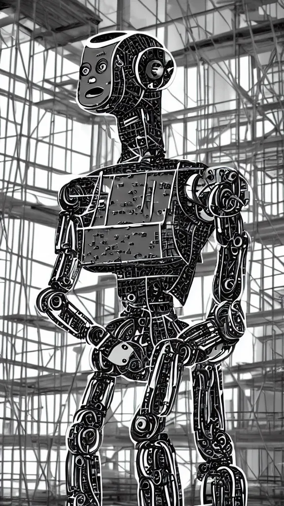 Image similar to robot in construction, architect portrait