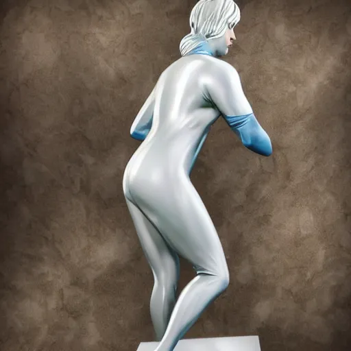 Prompt: statue wrapped in latex quicksilver running art station cinematic sexy