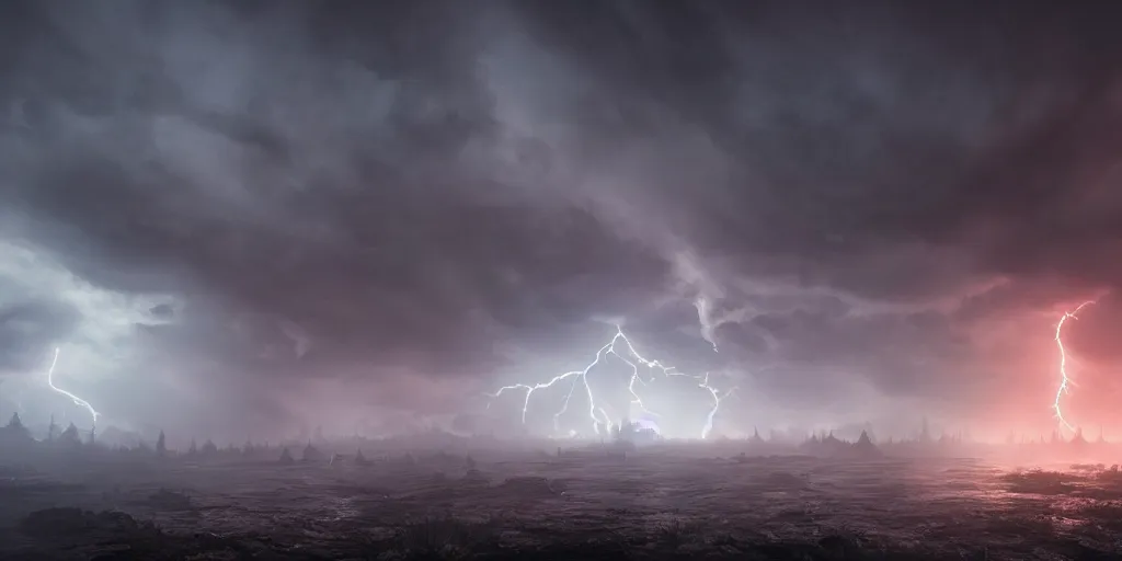 Image similar to valhalla, fog, amazing lightning art, fog, octane render, ray tracing, realistic fire sharp focus, long shot, 8 k resolution, cinematic