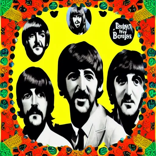 Image similar to The beatles, honeycomb art, digital art