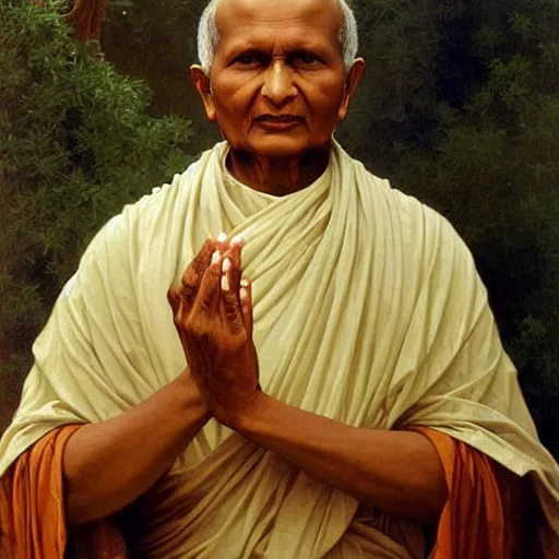 Prompt: an oil painting of Nisargadatta Maharaj, by Bouguereau, highly detailed and intricate,