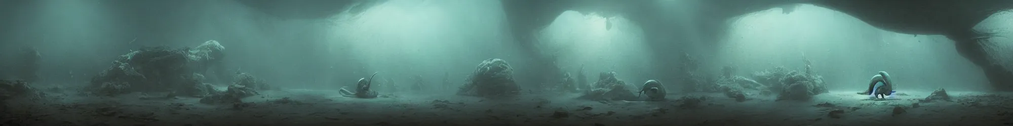 Prompt: underwater photo of alien fish, Les Edwards, Zdzislaw Beksinski, Carl Gustav Carus, John Harris, Michal Karcz, Zhang Kechun, Mikko Lagerstedt, Scott Listfield, Steven Outram, Jessica Rossier