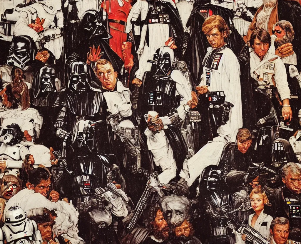 Image similar to star wars by norman rockwell, detailed painting, 8 k