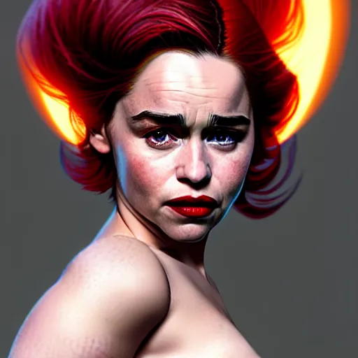 Image similar to emilia clarke as jessica rabbit, character headshot portrait, sharp, digital matte painting, art by luis royo, greg rutkowski, wlop, dramatic lighting, trending on artstation