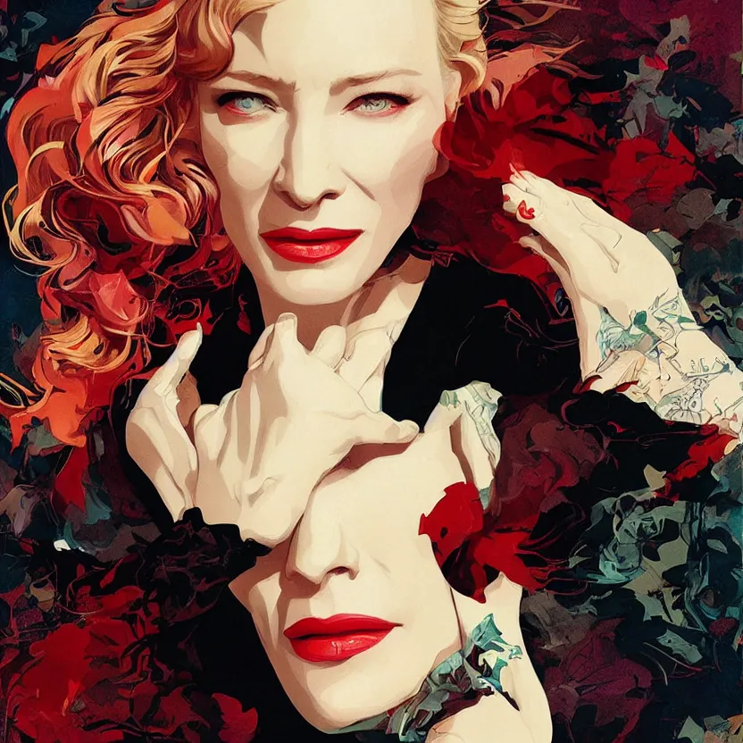 Image similar to cate blanchett, by Sachin Teng + Karol Bak + Rolf Armstrong