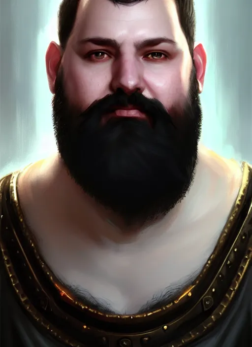 Image similar to a _ fantasy _ style _ portrait _ painting _ of white male short black hair chubby disconnected beard round face, rpg dnd oil _ painting _ unreal _ 5 _ daz. _ rpg _ portrait _ extremely _ detailed _ artgerm _ greg _ rutkowski _ greg