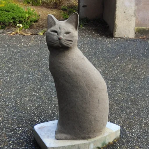 Prompt: stone statue of a cat