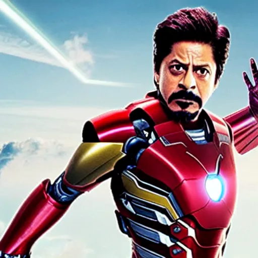 Image similar to film still of shah rukh khan as tony stark in iron man