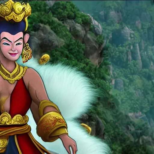 Image similar to the monkey king from the journey to the west as a highly attractive female