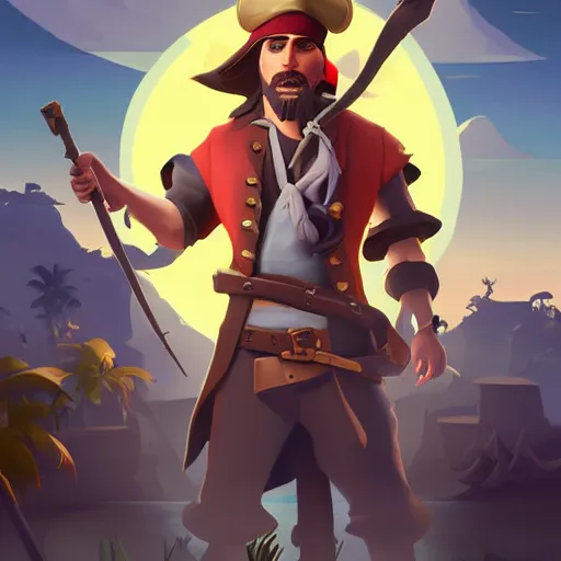 Image similar to painting jack the pirate on sea of thieves game avatar hero smooth face median photoshop filter cutout vector behance hd by jesper ejsing, by rhads, makoto shinkai and lois van baarle, ilya kuvshinov, rossdraws, illustration, art by ilya kuvshinov and gustav klimt