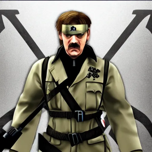 Image similar to adolf hitler as solid snake in metal gear solid 2, playstation