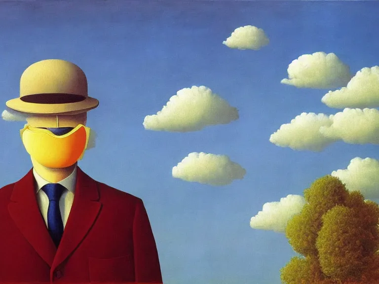 Image similar to beautiful painting by rene magritte, high detail, high resolution