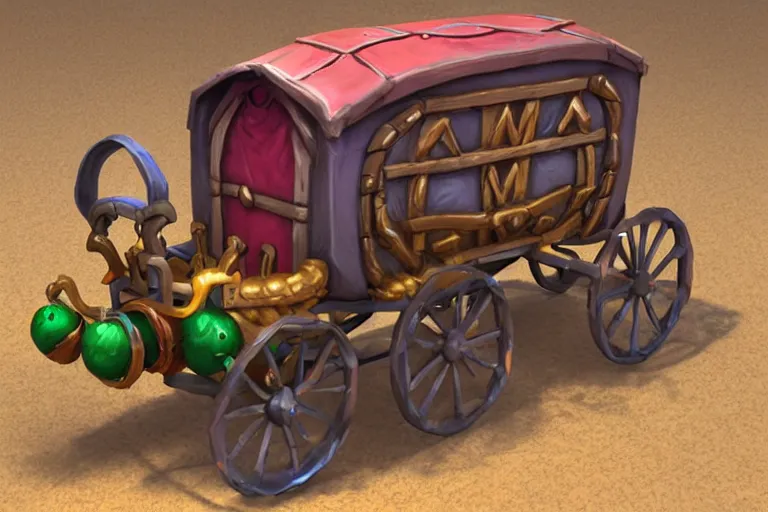 Image similar to 3d sculpt of a gypsy circus wagon, artstaton, League of Legends, digital illustration