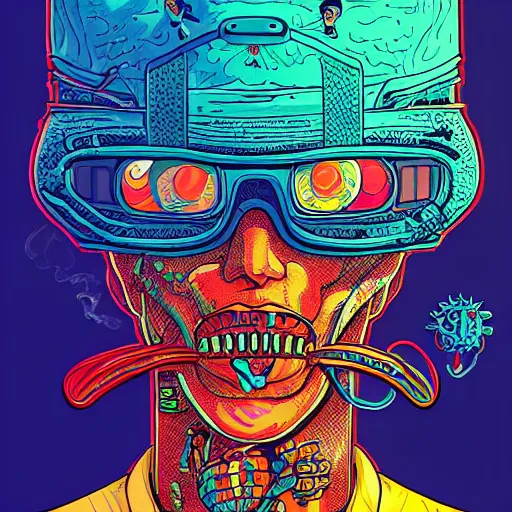 Image similar to portrait painting of a punk chain - smoking chicken cyborg, glitchwave, sharp focus, award - winning, trending on artstation, masterpiece, highly detailed, intricate. art by josan gonzales and moebius and deathburger