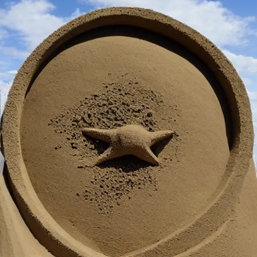 Image similar to a sand sculpture representing an explosion