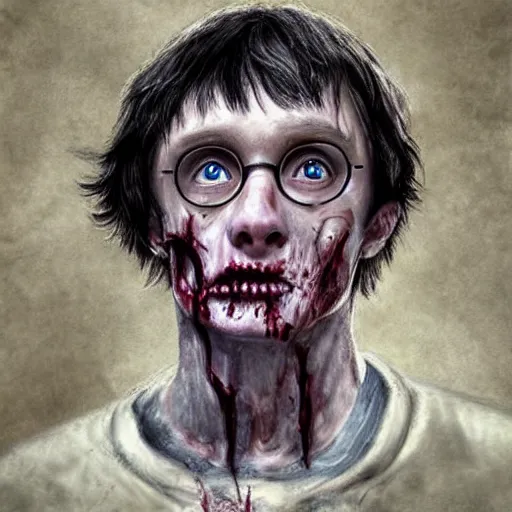 Image similar to zombie harry potter realistic portrait detailed