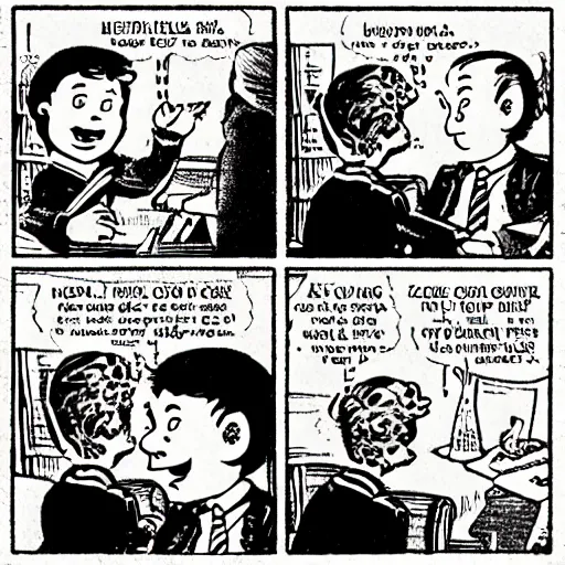 Image similar to nancy talks to the bank manager, illustrated by ernie bushmiller