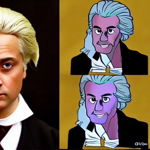 Prompt: geert wilders as mozart, in the style of disney