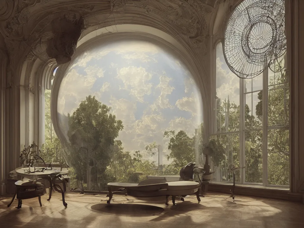 Image similar to 3 d render, sunlight study, the universe is a spheroid region 7 0 5 meters in diameter, art nouveau, by pieter claesz and ( ( ( ( ( lisa frank ) ) ) ) ), 8 k, sharp focus, octane render