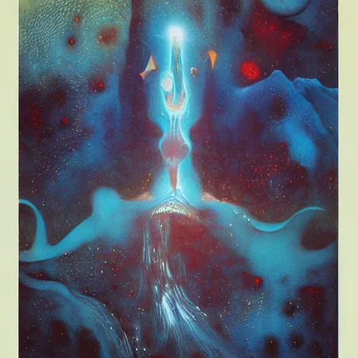 Prompt: a river of bodies and nebula and jewels, by Georgia O keeffe, by Beksinski