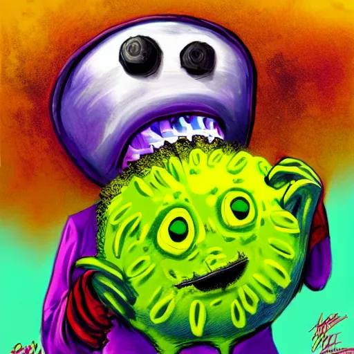 Image similar to a snoop dogg tennis ball monster, snoop dogg, colorful, digital art, fantasy, magic, chalk, trending on artstation, ultra detailed, professional illustration by basil gogos