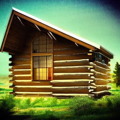 Image similar to “log cabin sci-fi art”