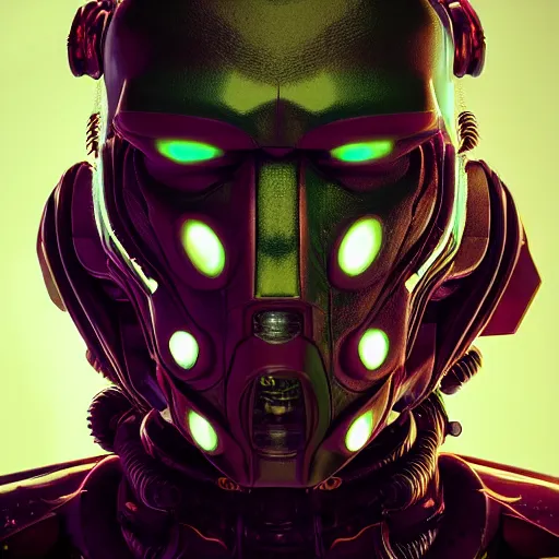 Image similar to cyberpunk cyborg insect alien face portrait, detailed face, sharp focus, synthwave art, aesthetic, octane render, raw, cinematic