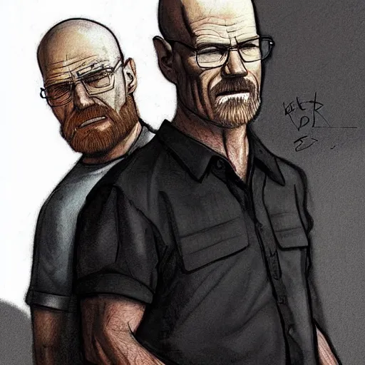 Image similar to concept art of dexter morgan and walter white together