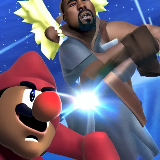 Prompt: kanye west in super smash bros melee