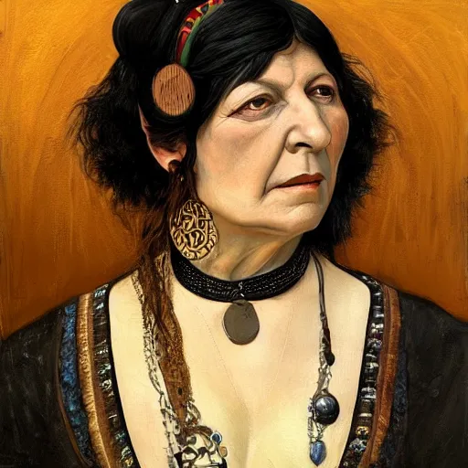 Prompt: folk singer Mercedes Sosa steampunk portrait, highly detailed, oleo painting, artstation, concept art, sharp focus, illustration, art by caravaggio and rembrandt and Diego Velazquez