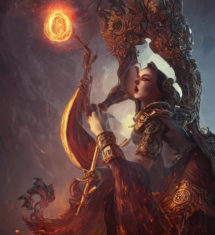 Image similar to unreal engine render + full body portrait + a goddess, tarot card, dark souls colour scheme, luminal, smooth, coherent, high detailed, kerem beyit, Karol Bak, featured on artstation, instagram HD, unreal engine