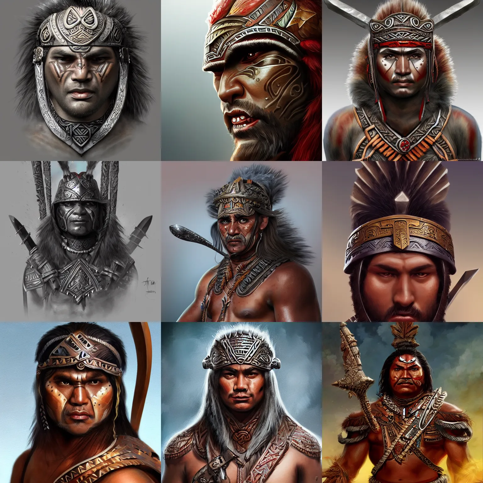 Prompt: maori warrior, artstation, digital art, concept art, fantasy, artstation, highly detailed, sharp focus