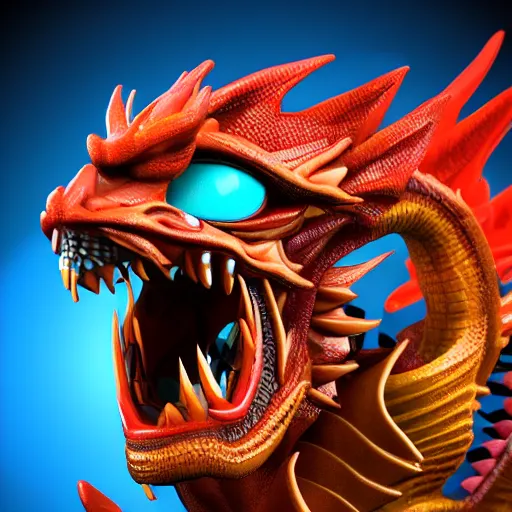 Image similar to closeup 3 d toy dmt chinese bestiary dragon as funco toy, war cry, plastic, sss, octane 4 k render, studio lighting, artstation, cyan photographic backdrop, 1 0 5 mm, f 2. 8 aperture