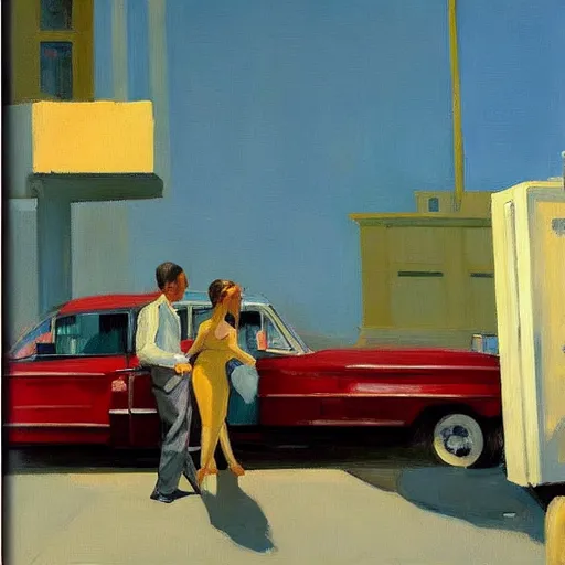 Prompt: painting by ben aronson and edward hopper