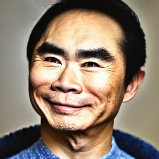 Prompt: photo of a person who looks like a mixture between george takei and walter koenig