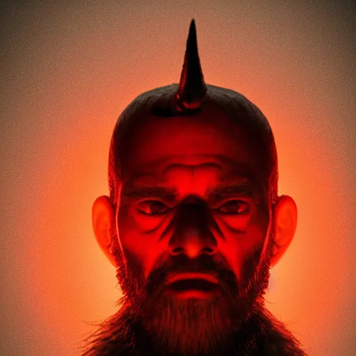 Image similar to A portrait of a Rabbi that the devil looking at the camera in anger, satan, dark, ominous, haunting, sinister, close-up, studio lighting, realism, 8k, 3D render, octane 3D, maya, cinema 4D, Blender, red lighting, scary, horror, dark,