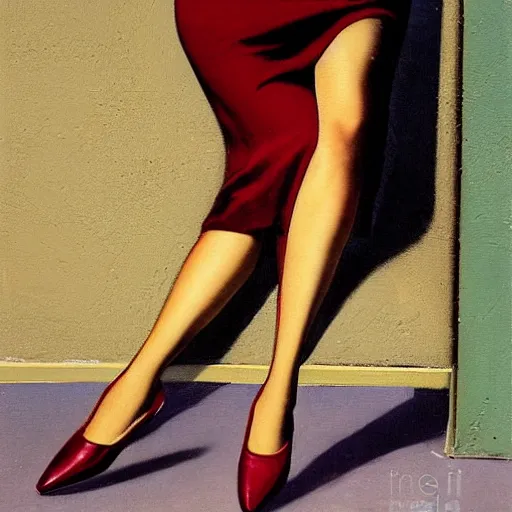 Image similar to woman, city, street, kitten heel, by gil elvgren, olivia