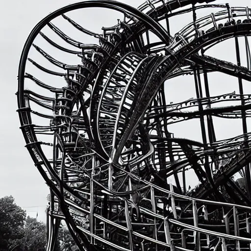 Image similar to an HR GIGER rollercoaster-g