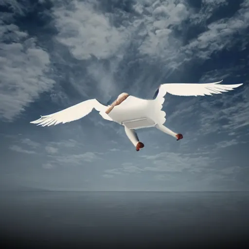 Prompt: toilet paper with long wingspan majestic flying over beautiful medieval background