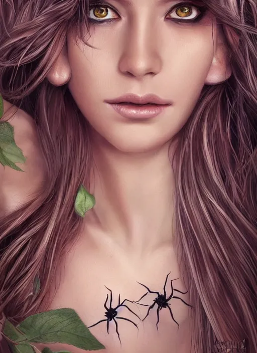 Image similar to a gorgeous female cover with spider webs photo, professionally retouched, soft lighting, realistic, smooth face, full body shot, torso, dress, perfect eyes, wide angle, sharp focus on eyes, 8 k high definition, insanely detailed, intricate, elegant, art by artgerm and jason chan and mark litvokin