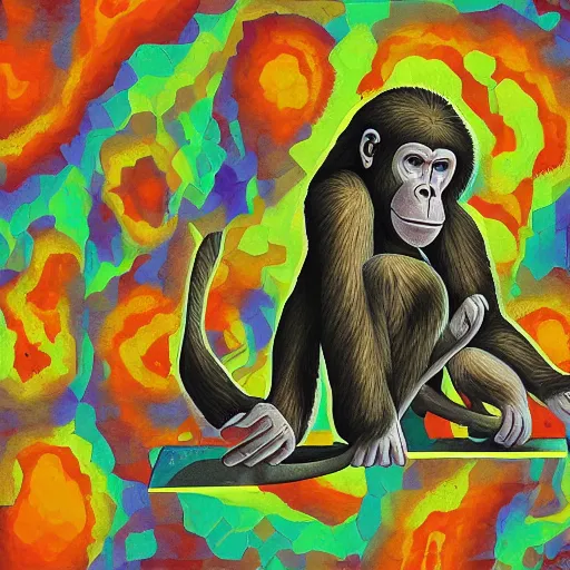 Image similar to stoned ape theory, psilocybin mushrooms, abstract, evolution