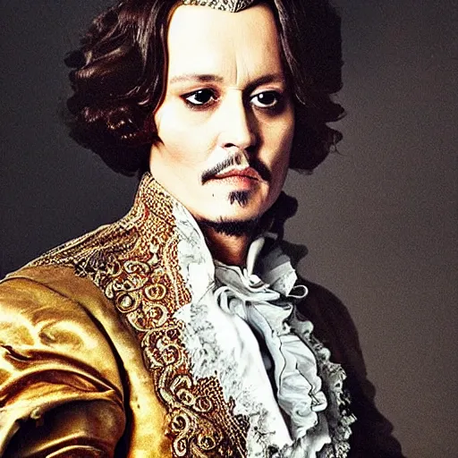 Image similar to johnny depp as louis xv,