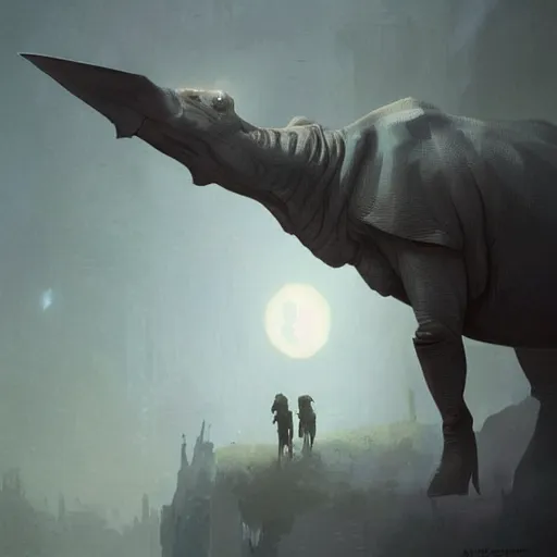 Prompt: 🦏, digital Art, Greg rutkowski, Trending artstation,cinematographic