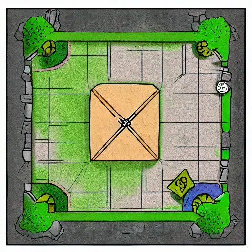 Prompt: d & d style battle map with grid inspired by adventure time