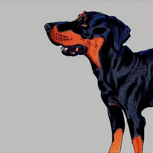 Image similar to lanky rottweiler concept art